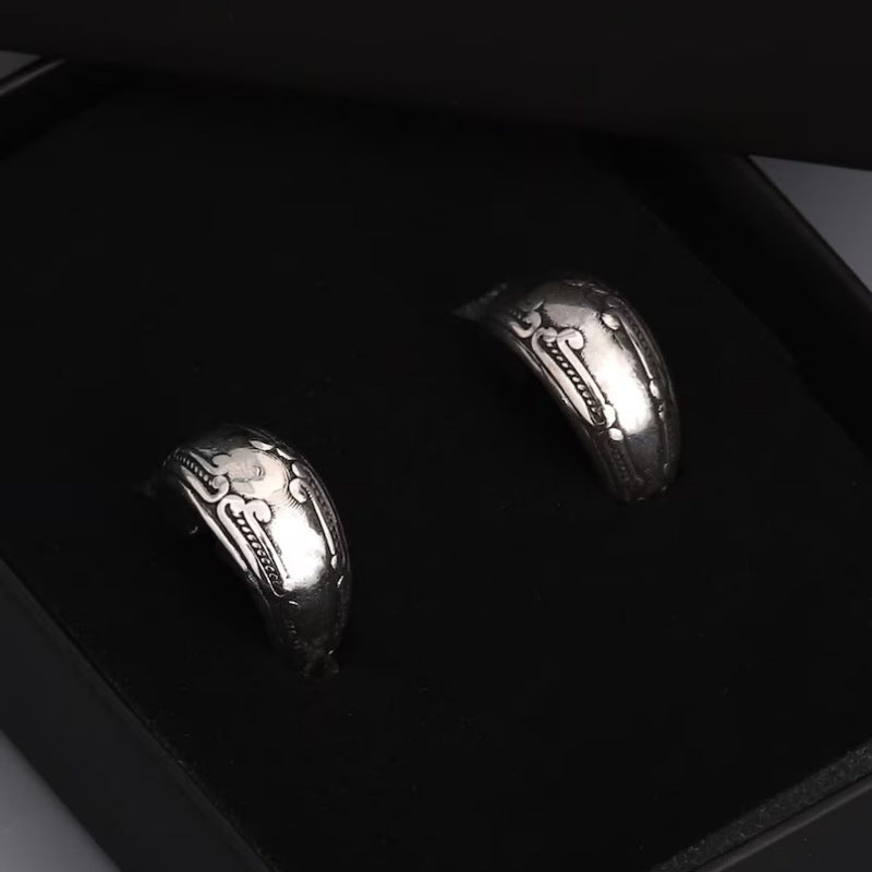 Vintage Carved Pattern Earrings Ladies' National Jewelry
