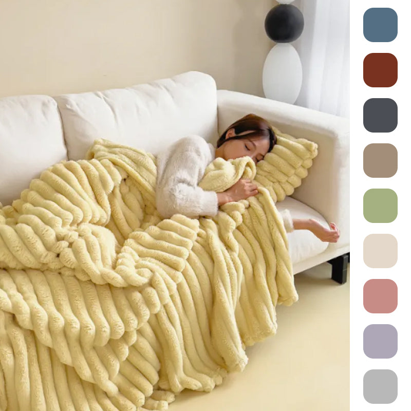 Soft Wind Bubble Velvet Blanket Warm Solid Rabbit Fur Blankets