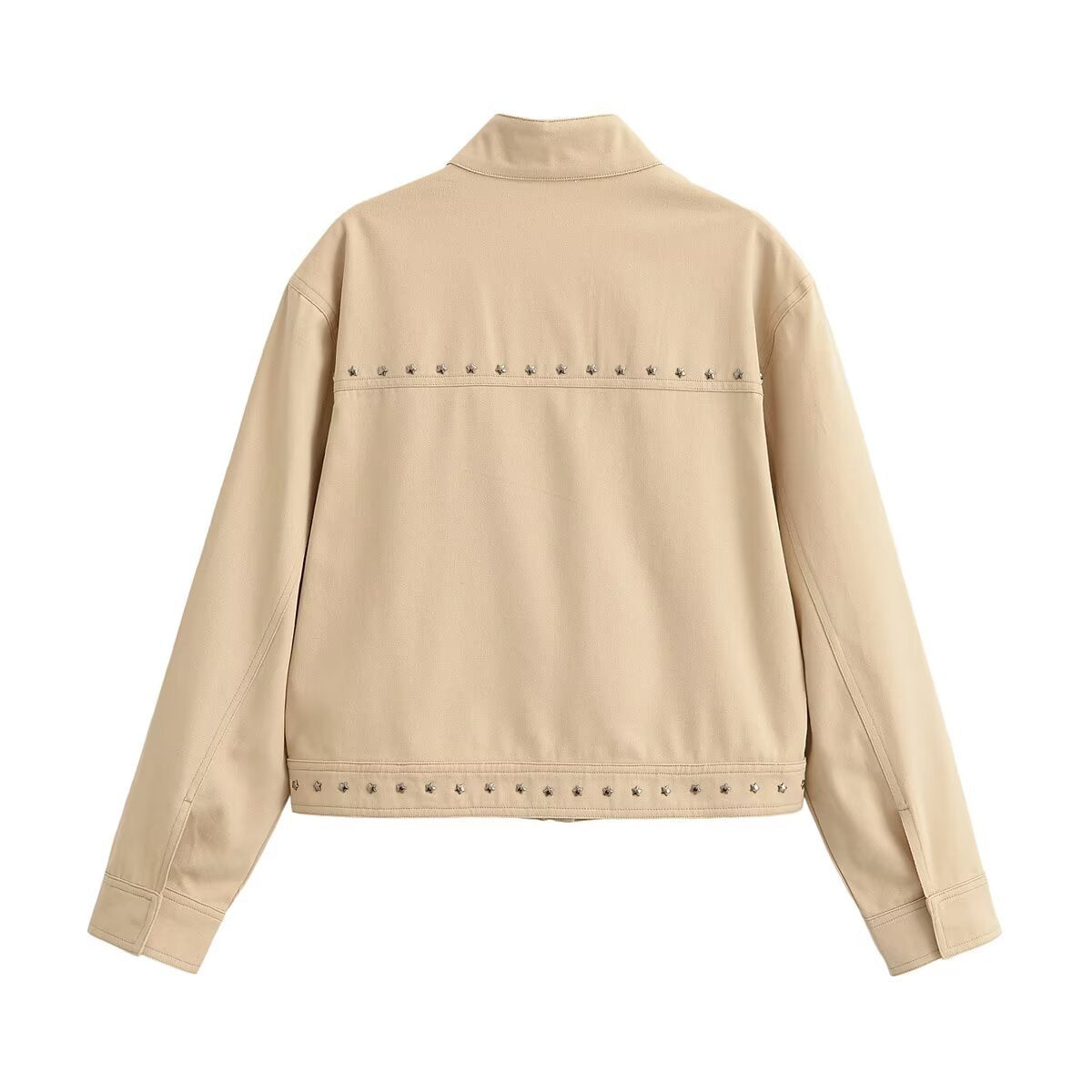 Women's Studded Stand-Collar Cropped Jacket