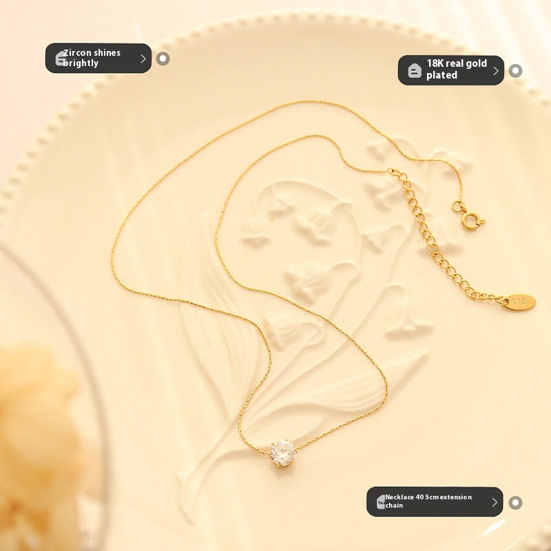 Short Necklace For Ladies Zircon Inlaid Solitaire