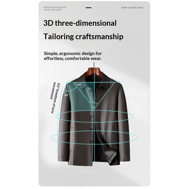 Men's Mid-Length Faux Leather Jacket