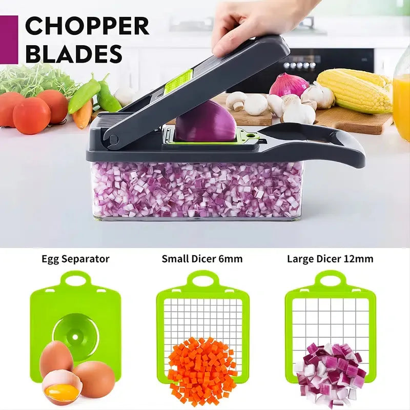Multi-Blade Vegetable Chopper & Slicer with Container