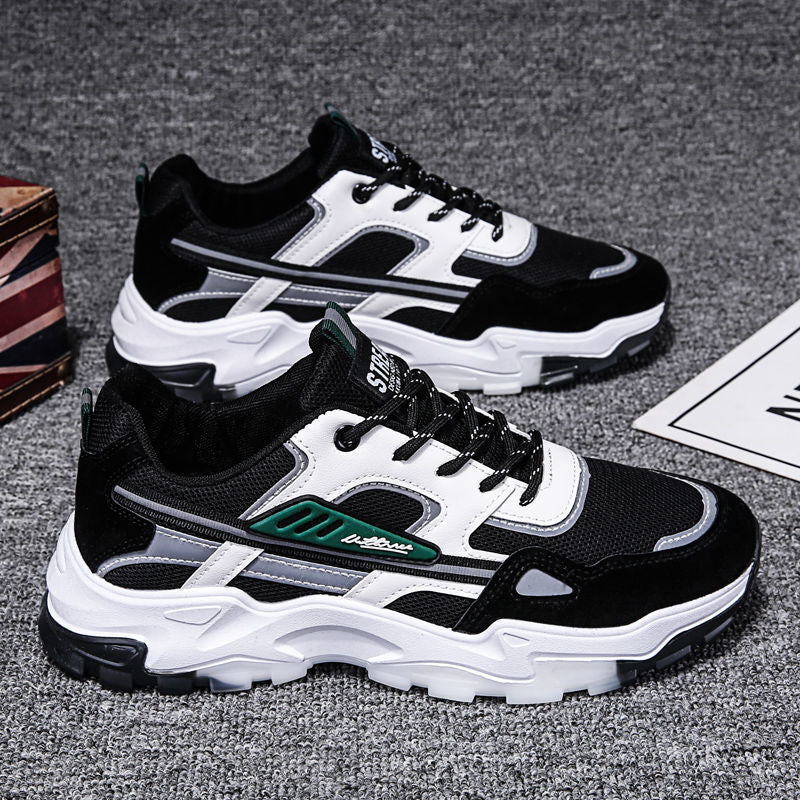 Black White Lace-up Sneakers Men Outdoor Breathable Csual Mesh