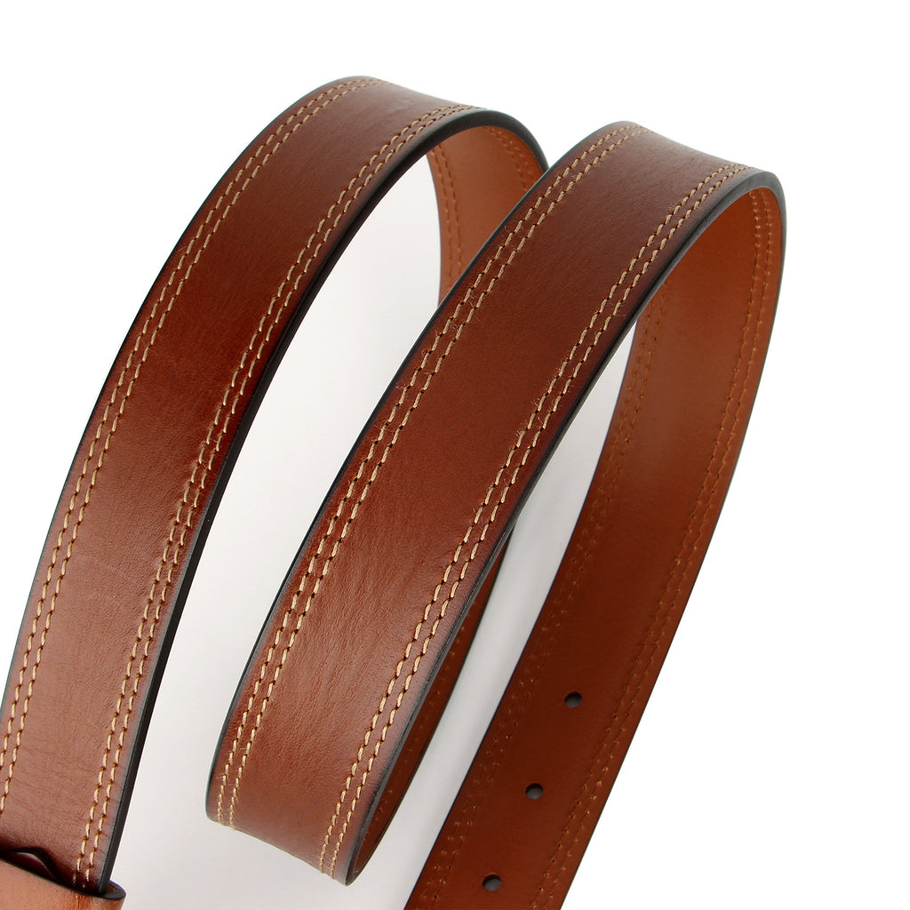 Vintage Full-Grain Cowhide Leather Belt with Brass Buckle