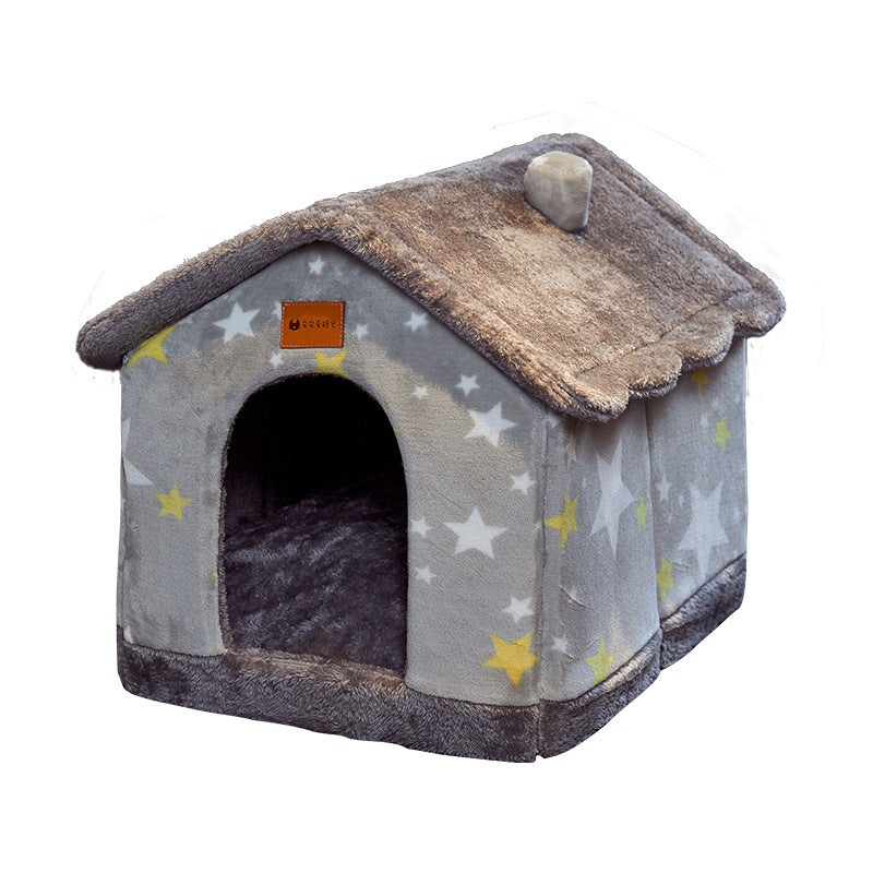 Foldable Dog House Pet Cat Bed Winter Villa Sleep Kennel