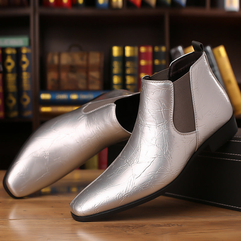 Men's Pointed-Toe Leather Chelsea Boots