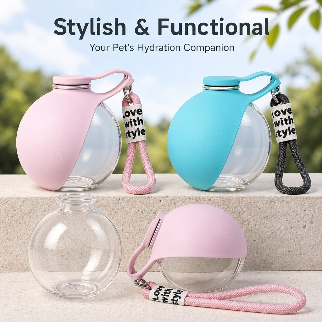Portable Dog Water Bottle with Foldable Bowl