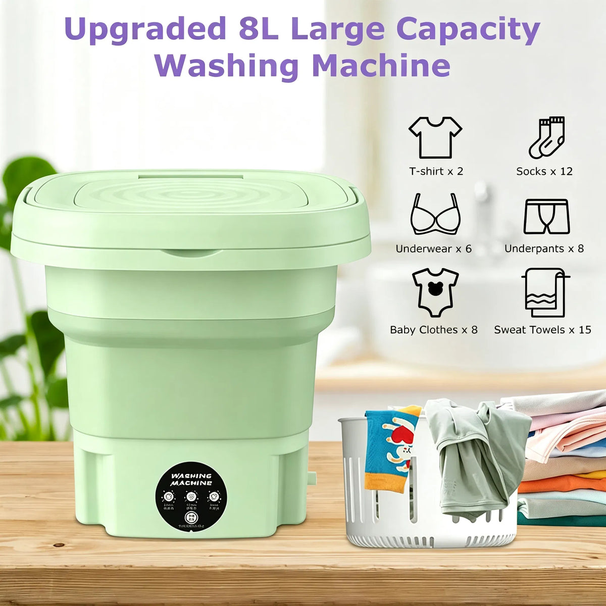 8L Foldable Portable Mini Washing Machine