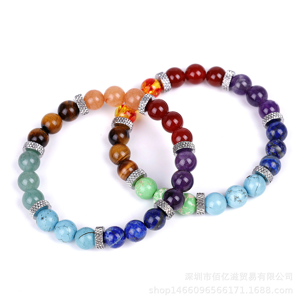 Natural Stone Colorful Chakra Energy Yoga Bracelet
