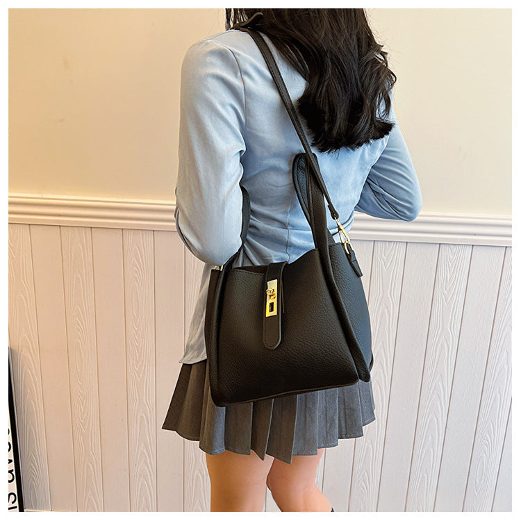 Retro Textured Bucket Shoulder Bag