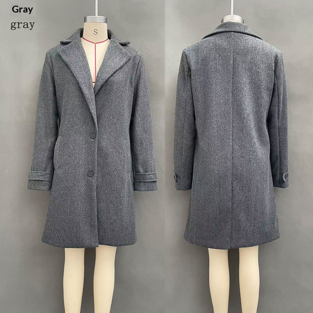 Women's Elegant Midi Plaid Lapel Coat