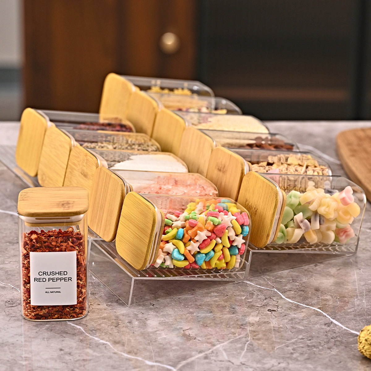4-Tier Clear Spice Rack Organizer (Set of 4)