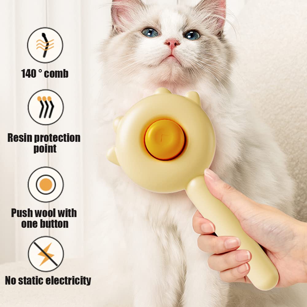 Pet Hair Cleaner Brush Cat Grooming With Release Button Long