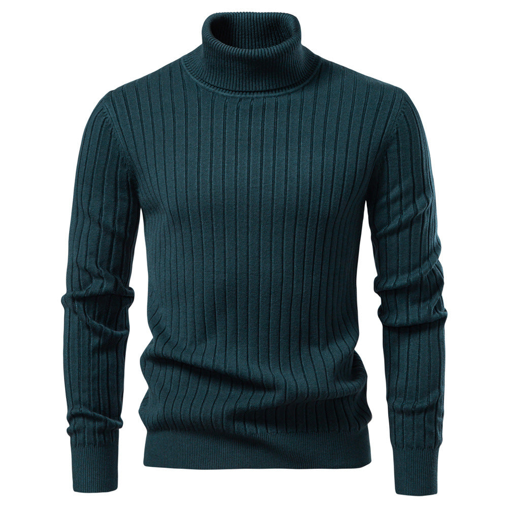 Men's High Collar Knit Pullover Sweater - Warm Casual Knitwear
