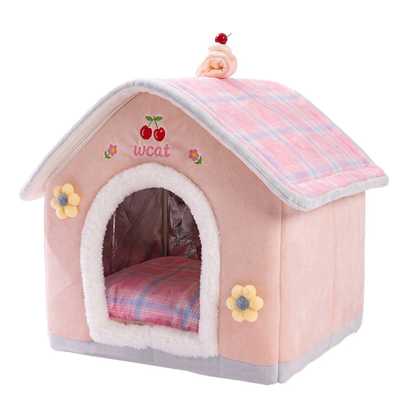 Cozy 3D House Cat Bed