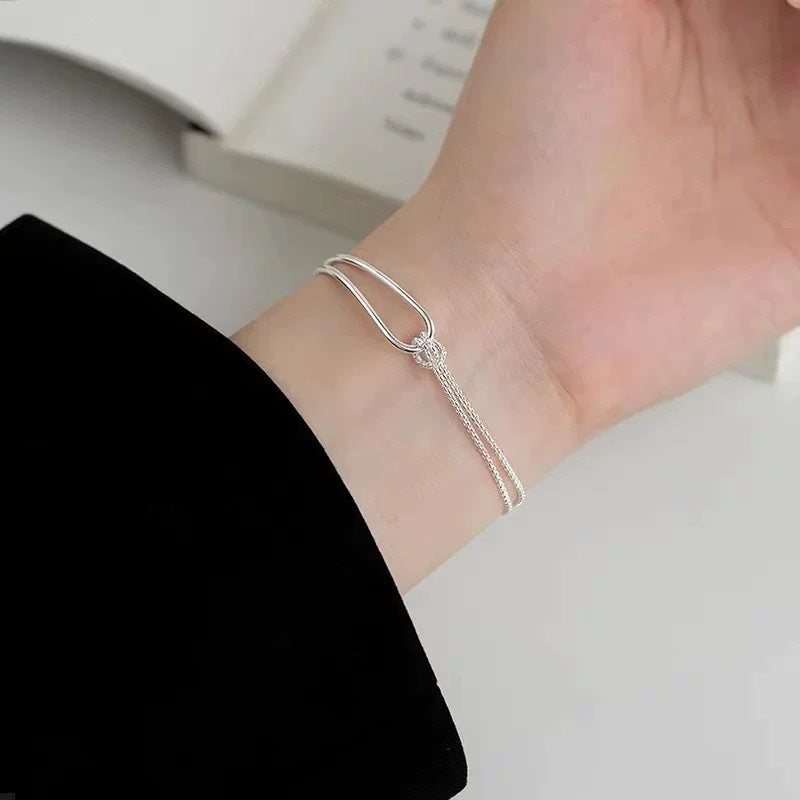 925 Sterling Silver Double Knot Bracelet