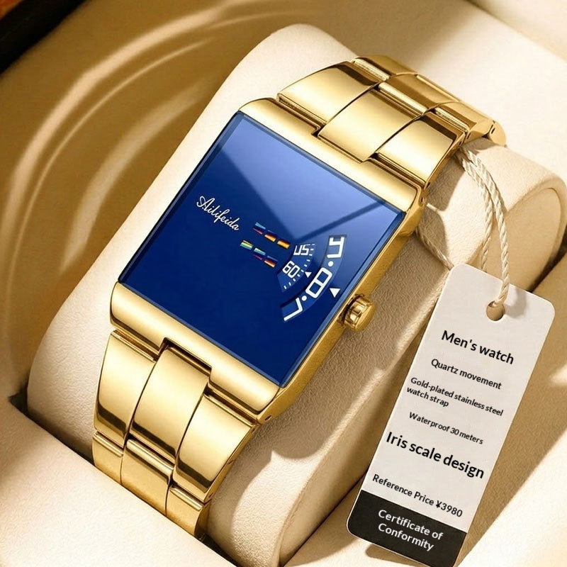 Square Stainless Steel Quartz Watch for Men