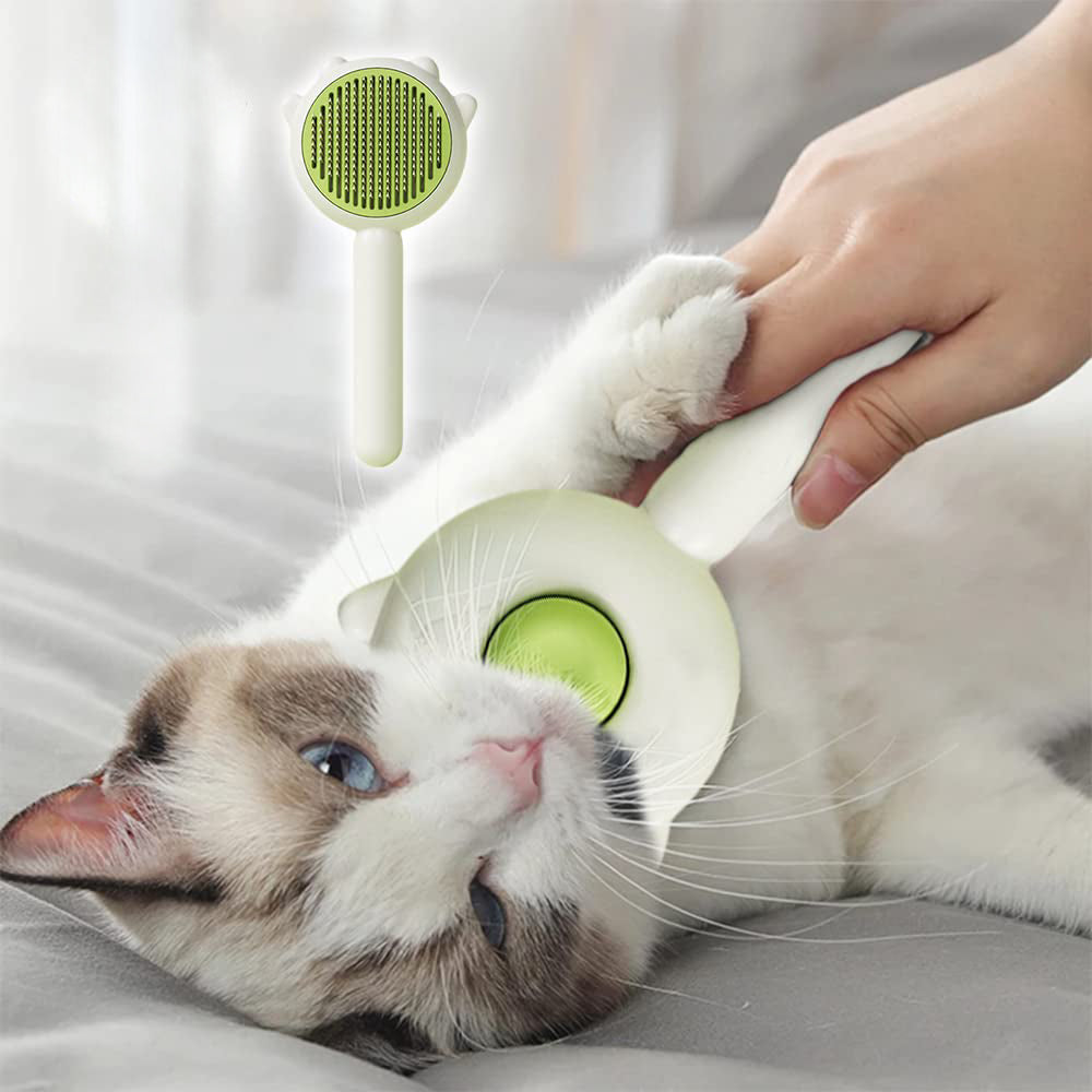 Pet Hair Cleaner Brush Cat Grooming With Release Button Long