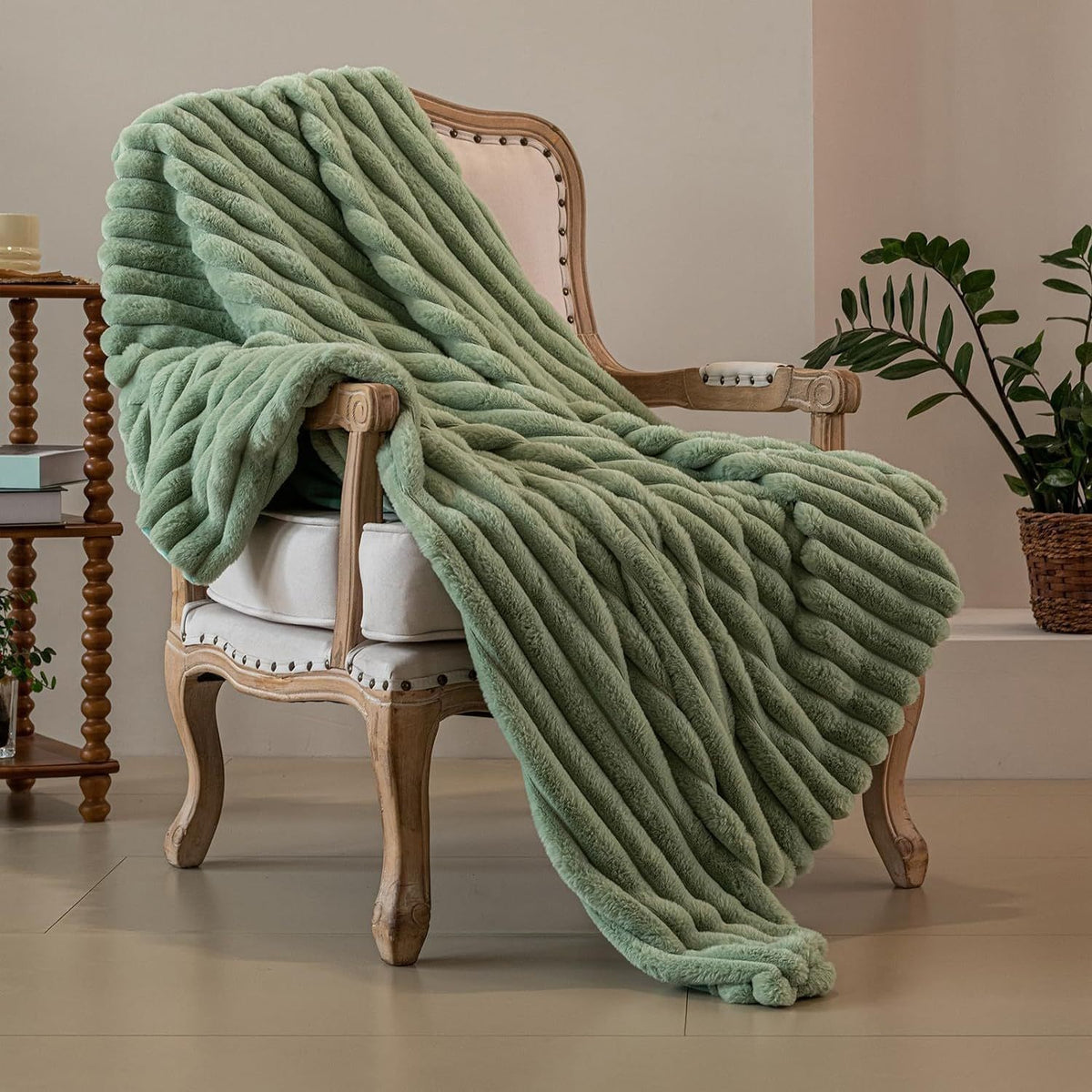 Thick Faux Rabbit Fur Throw Blanket