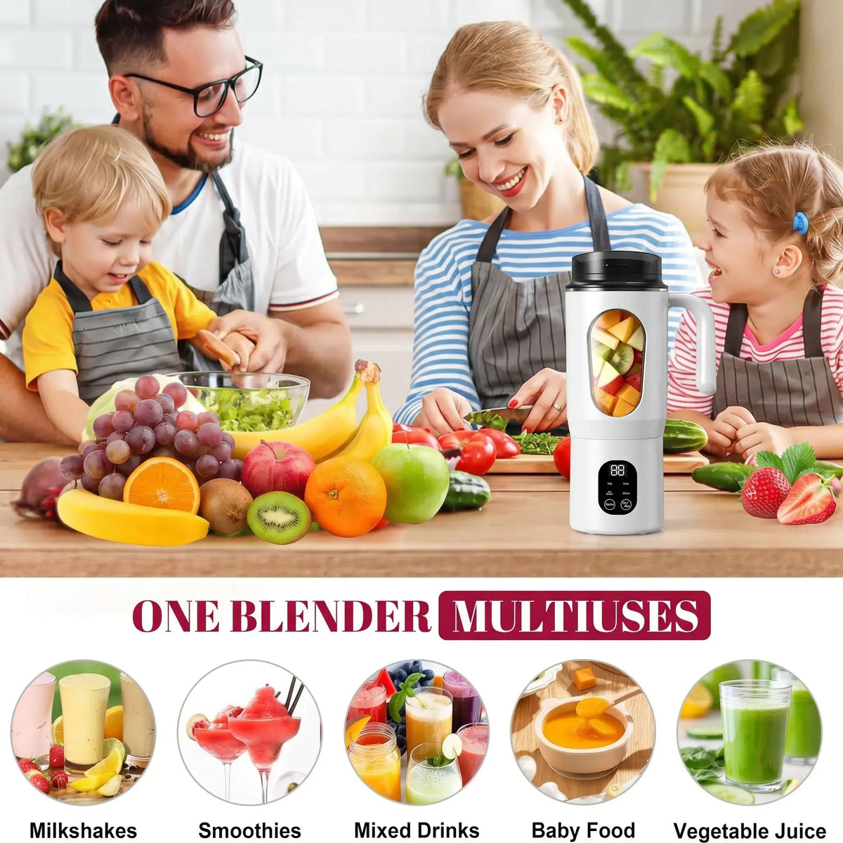 Cordless Portable Blender with LED Display
