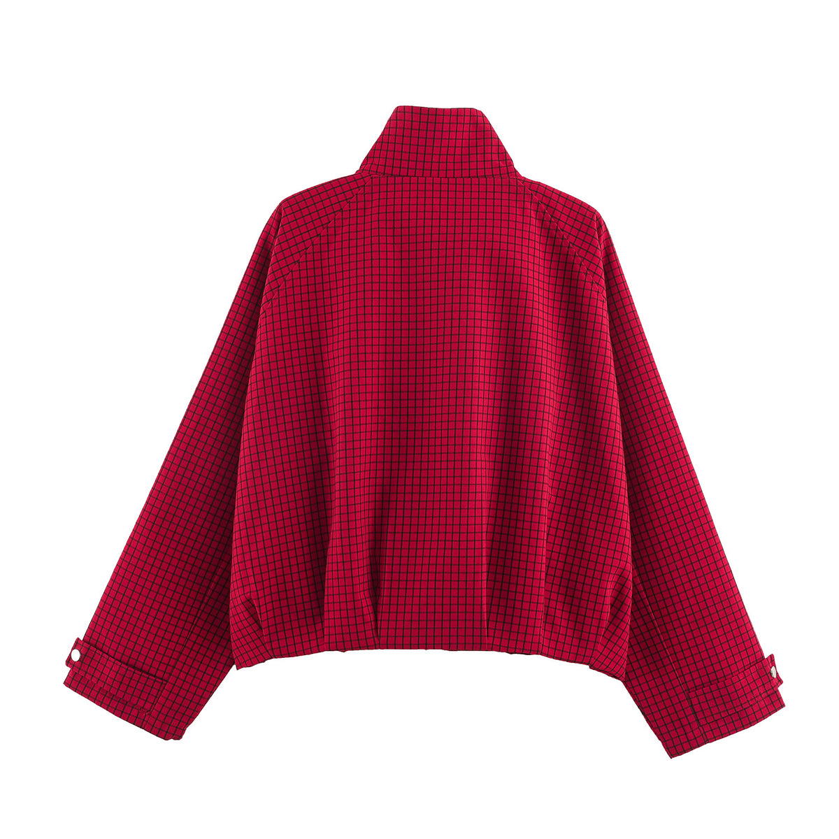 Women's Plaid Stand-Collar Bomber Jacket