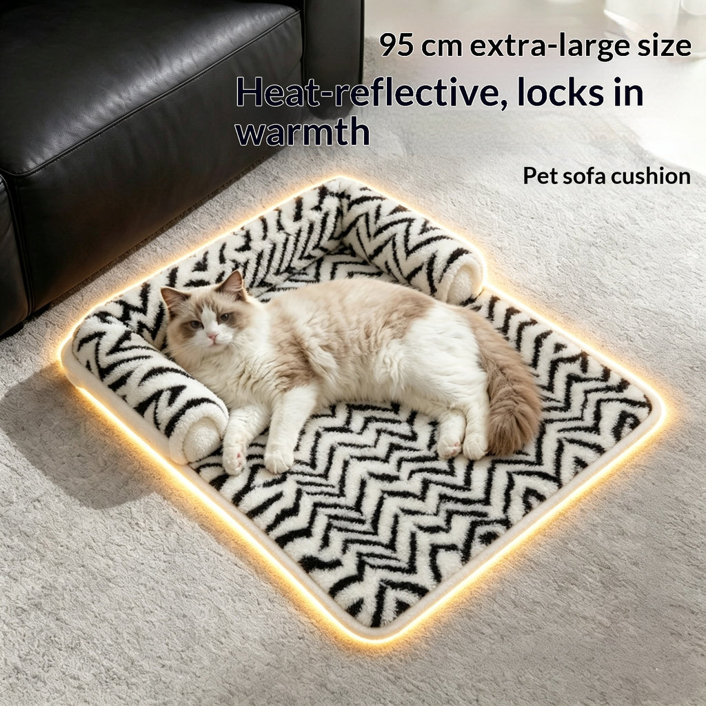 Self-Warming Plush Pet Sofa Cushion Bed