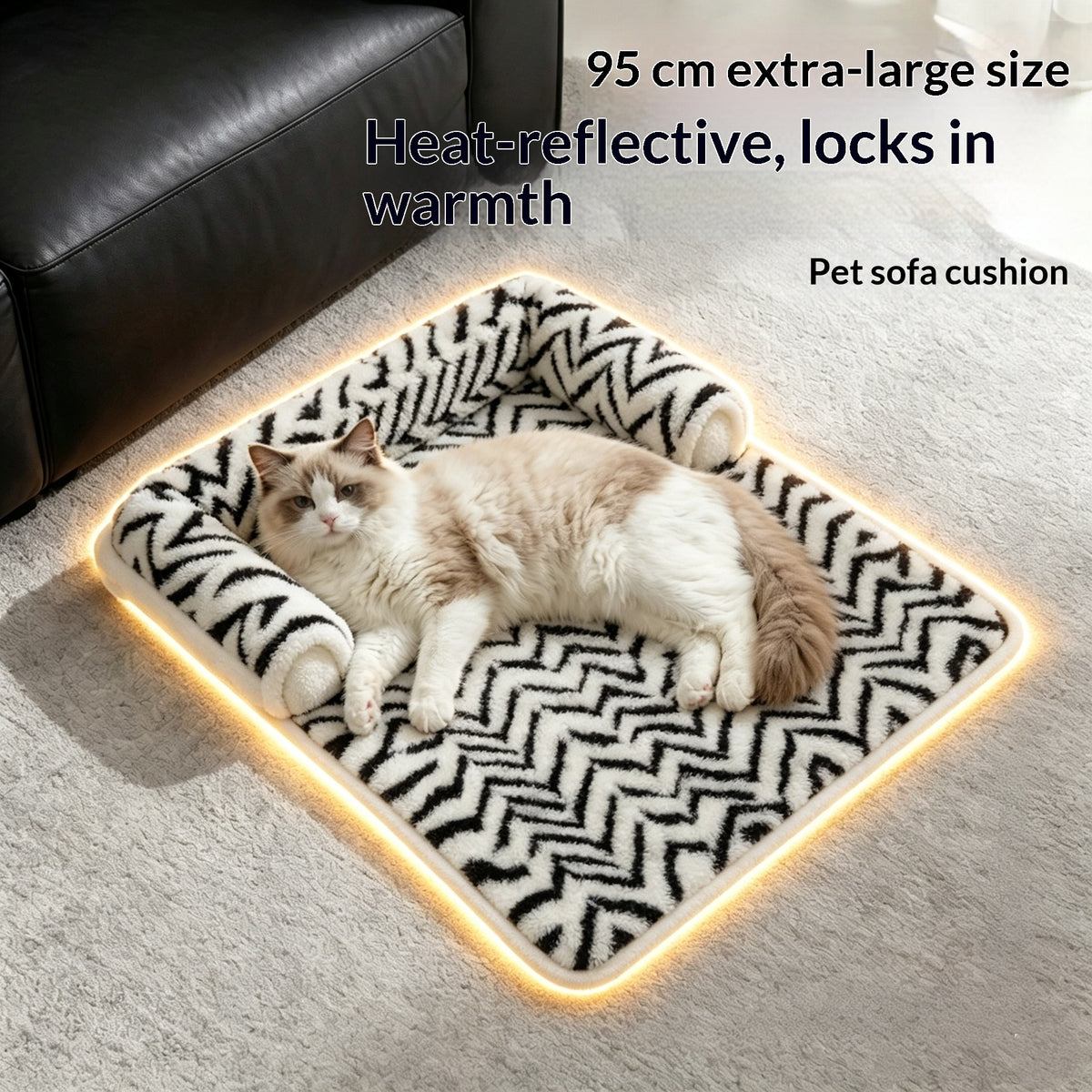 Self-Warming Plush Pet Sofa Cushion Bed