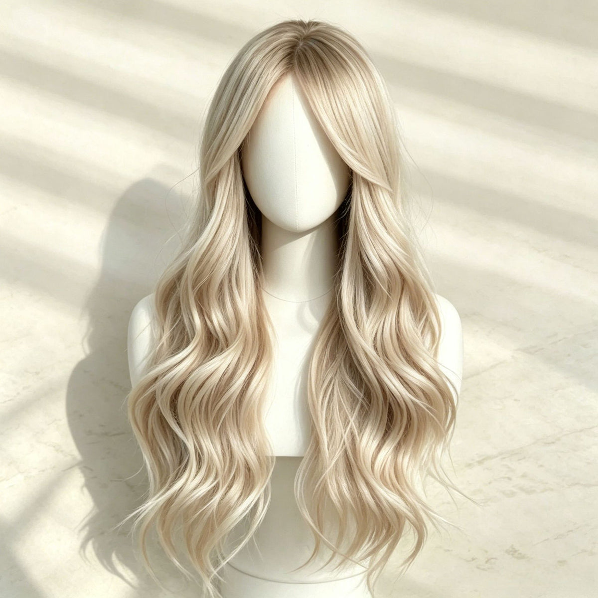 Platinum Blonde Long Wavy Wig 24 Inch