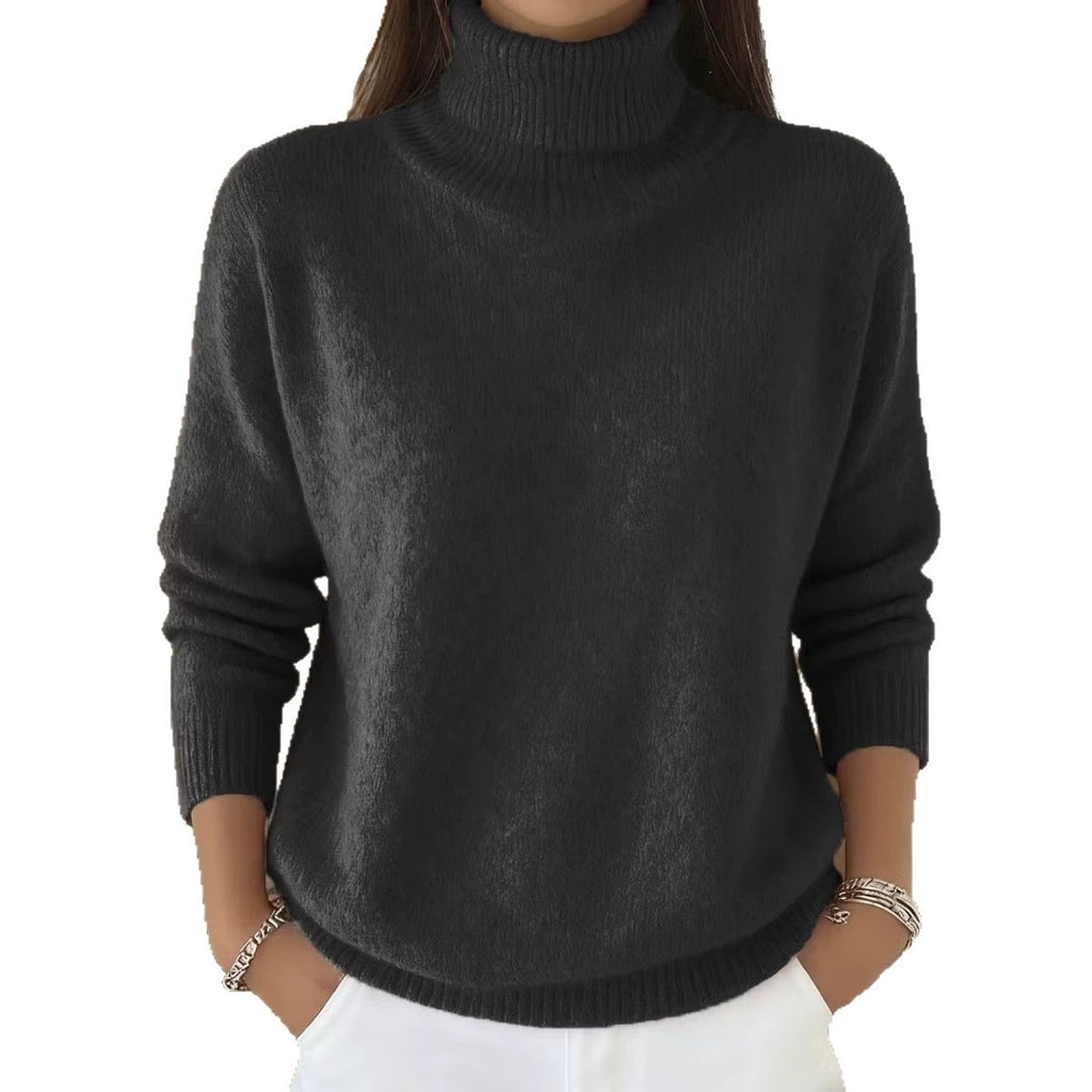 Women's Solid Turtleneck Knit Pullover Sweater