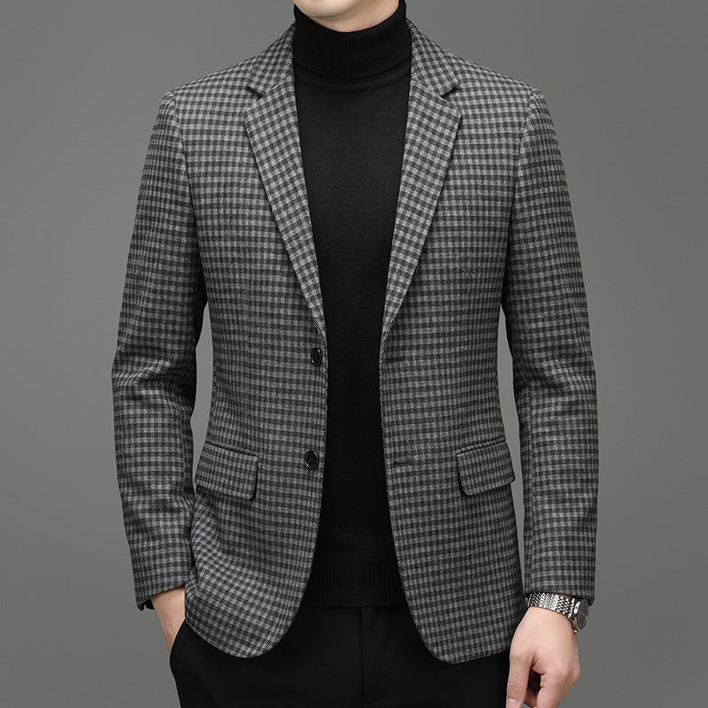 Men's Business Casual Jacket with Warm Fleece Lining