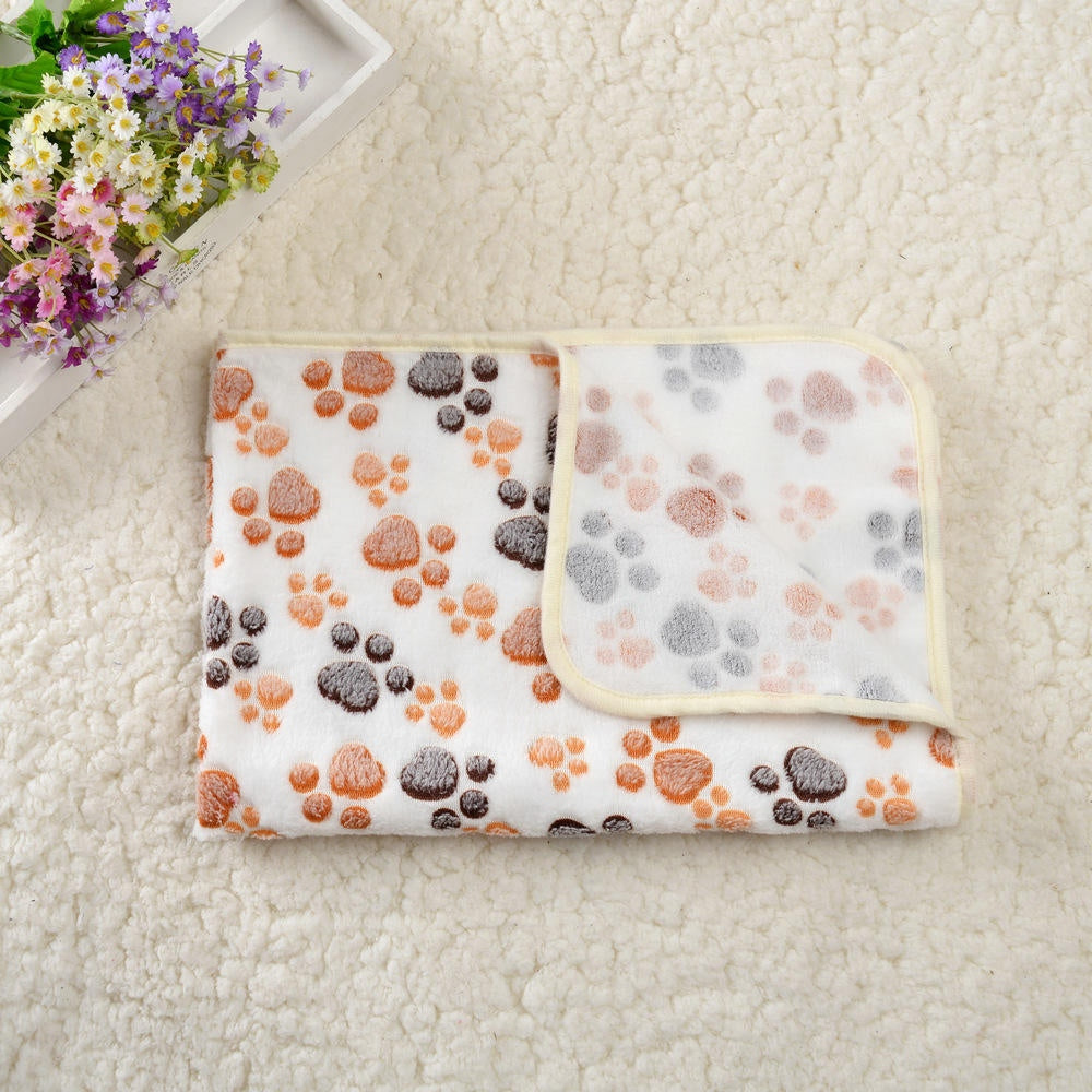 3-Pack Soft Plush Paw Print Pet Blankets — Washable