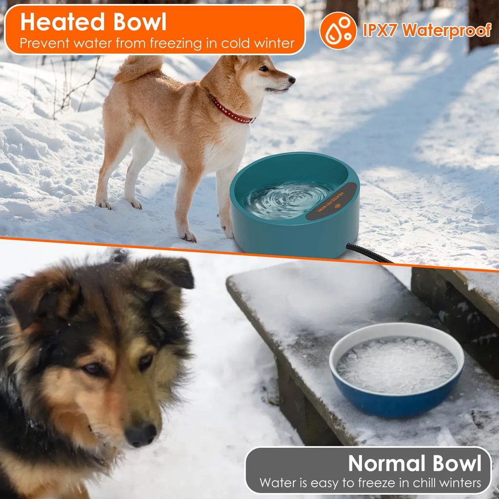 Heated Pet Water Bowl 74oz - Thermostatic Dog & Cat Water Dish