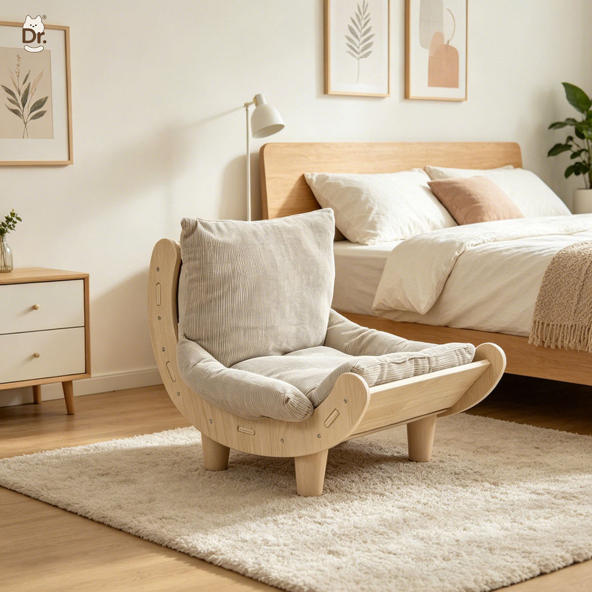 Wear-Resistant Cat Sofa Bed with Wooden Frame