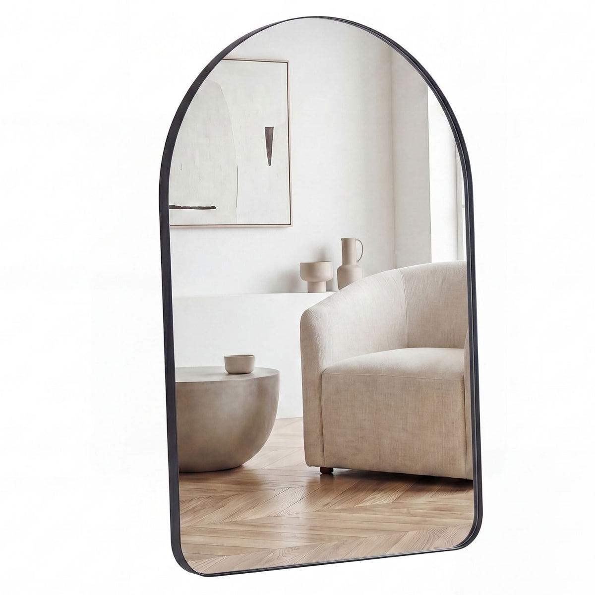 Arched Metal Frame Wall Mirror for Bathroom & Living Room