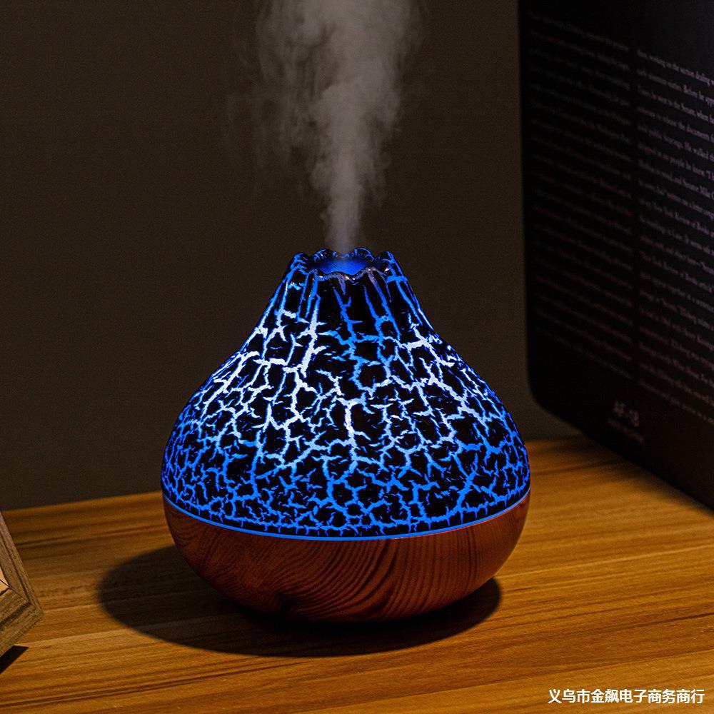 Volcano Humidifier Wood Grain Fog Mute Seven-color Ambience