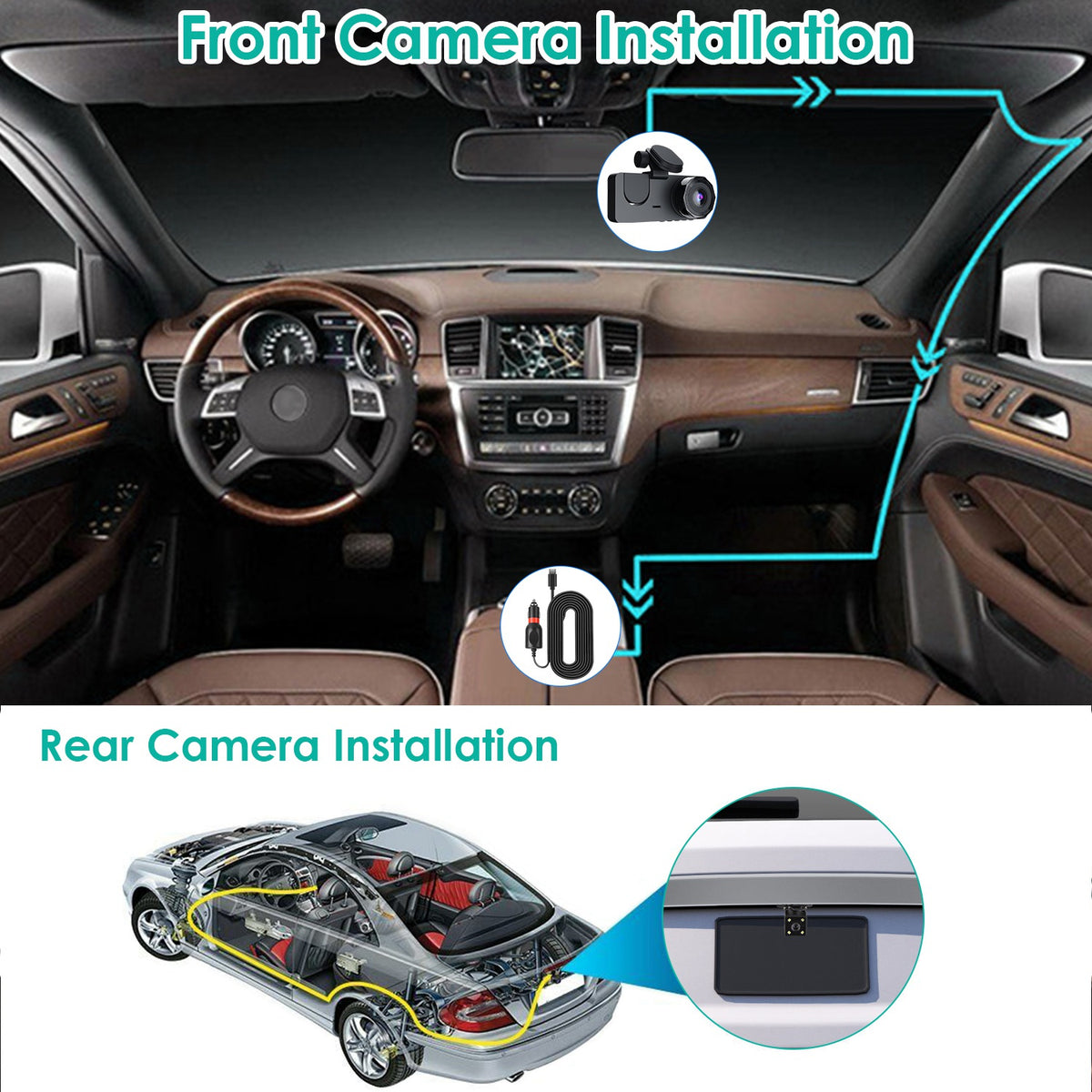 3-Channel Dash Cam – Front, Cabin & Rear with 32GB Card