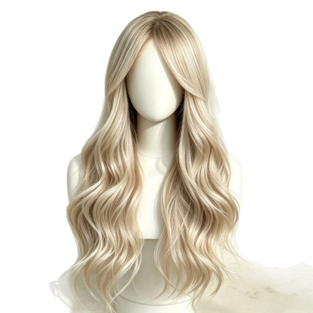 Platinum Blonde Long Wavy Wig 24 Inch