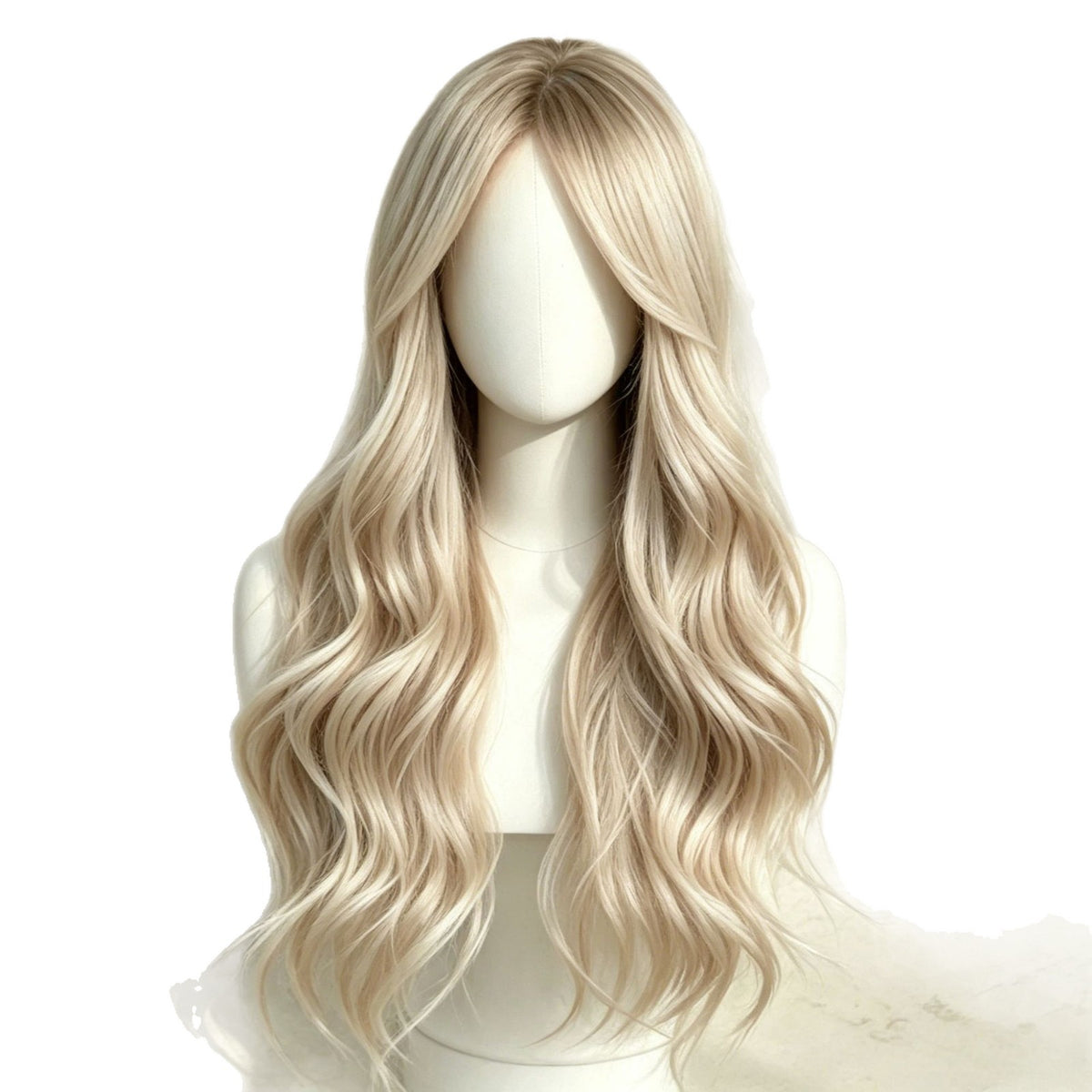 Platinum Blonde Long Wavy Wig 24 Inch