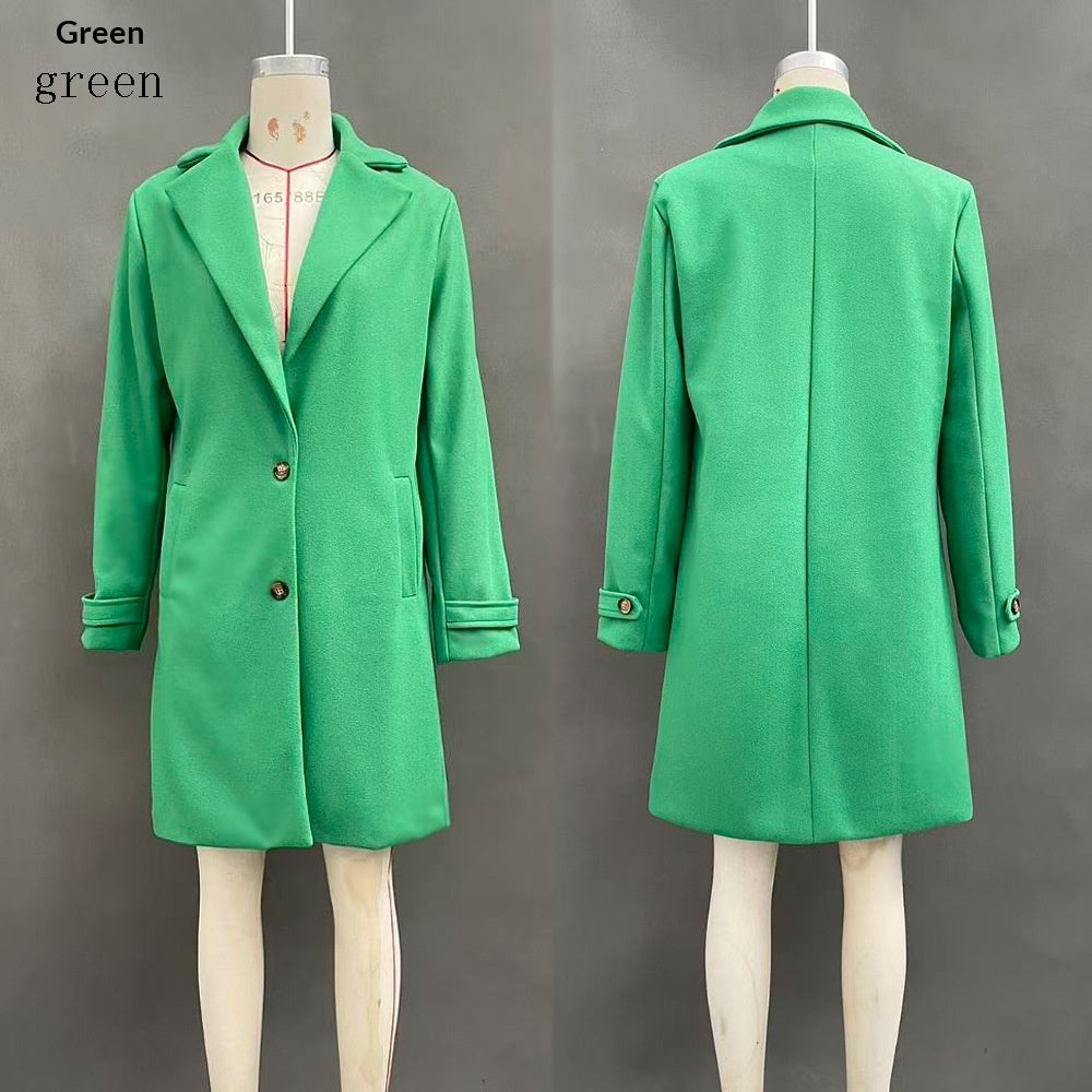 Women's Elegant Midi Plaid Lapel Coat