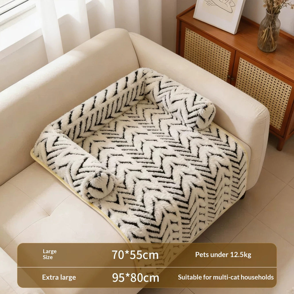 Self-Warming Plush Pet Sofa Cushion Bed