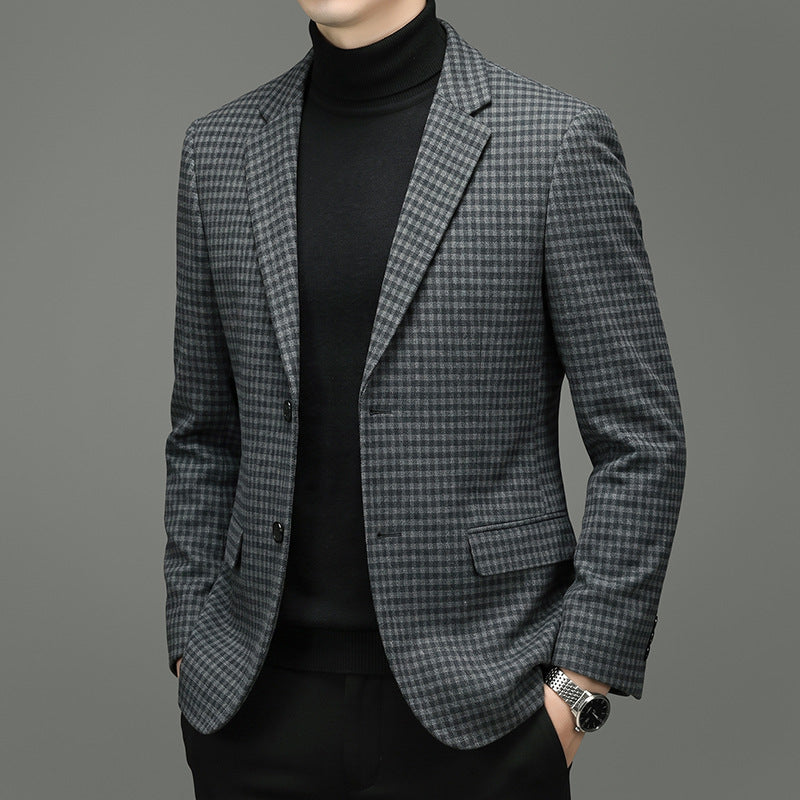 Men's Business Casual Jacket with Warm Fleece Lining