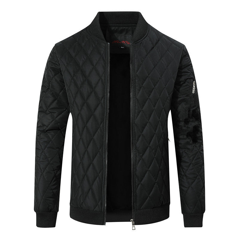 Men's Stand-Collar Padded Faux Leather Jacket
