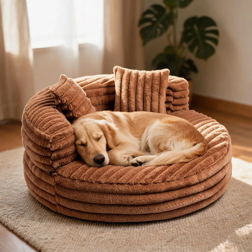 Washable Donut Pet Bed – Plush Cat & Dog Sofa