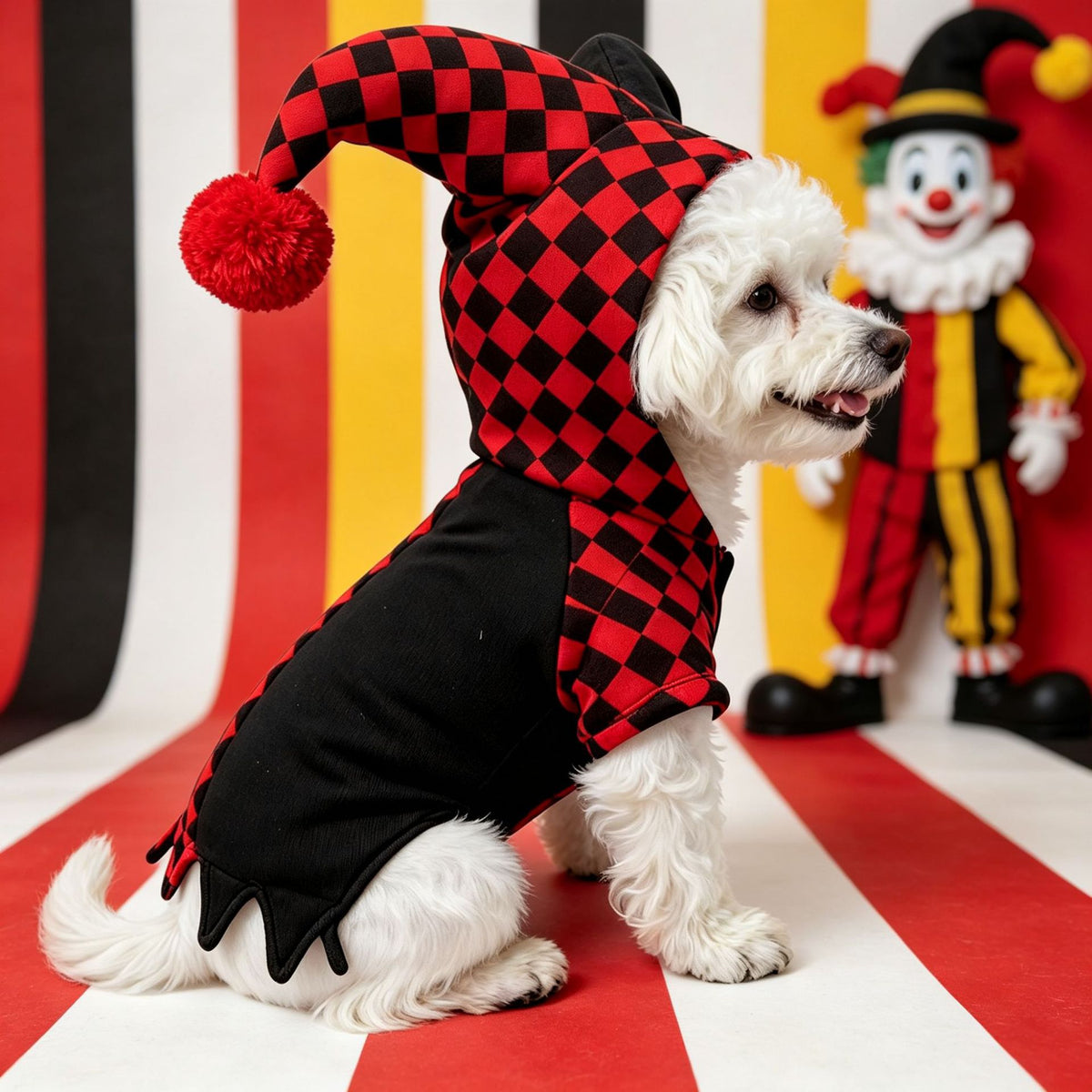 Halloween Dog Clown Costume with Checkered Jacket