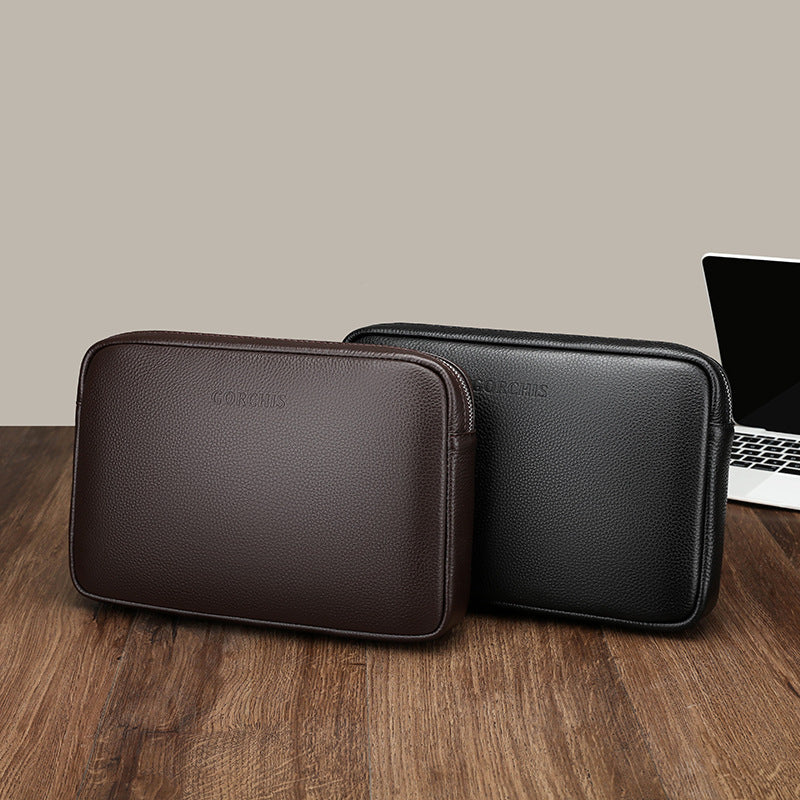 Men's Genuine Leather Clutch Bag — Large Capacity