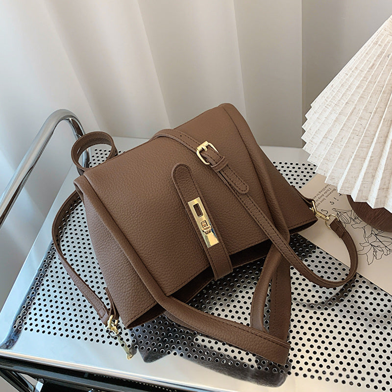 Retro Textured Bucket Shoulder Bag