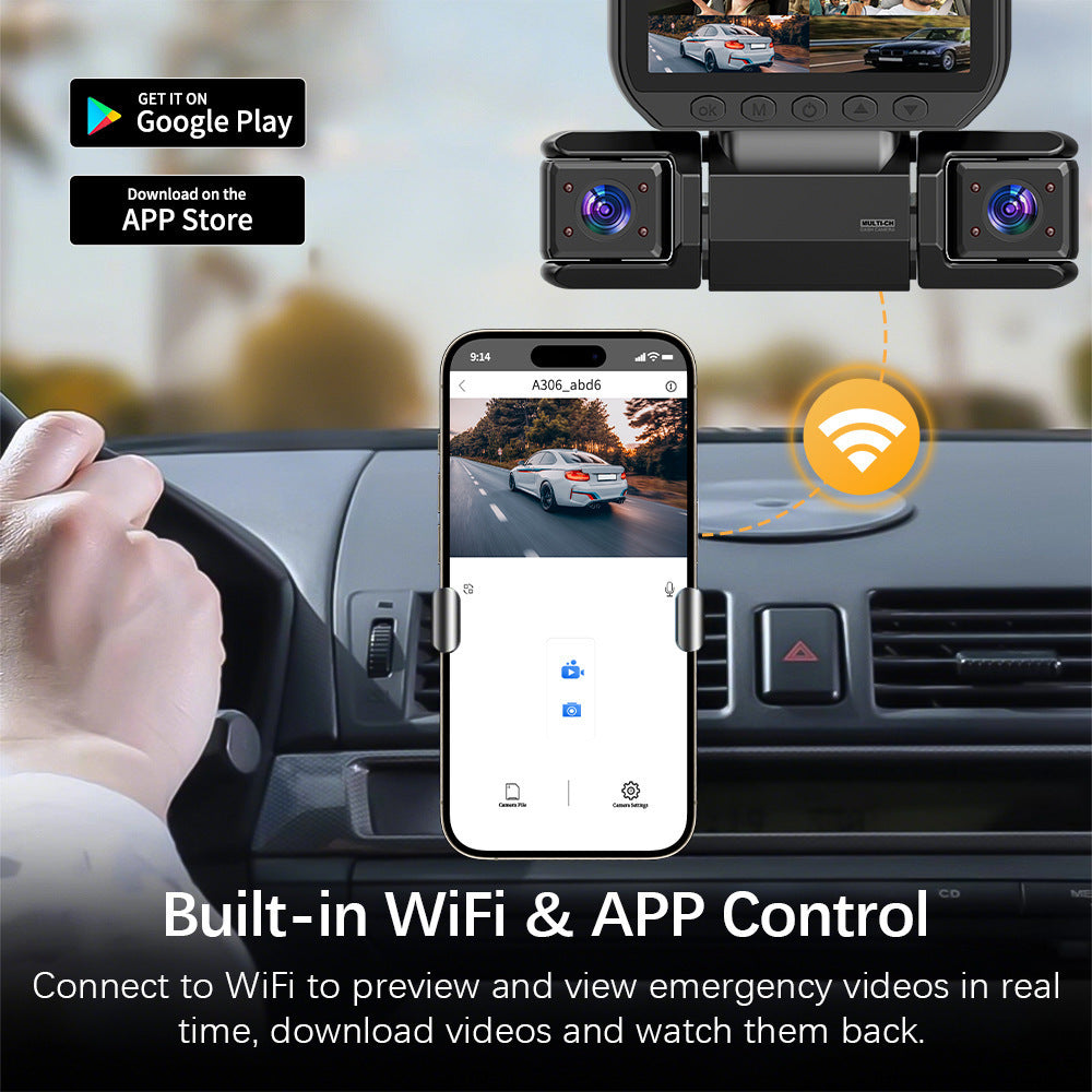 HD Dash Cam with Infrared Night Vision - Front & Rear Recording