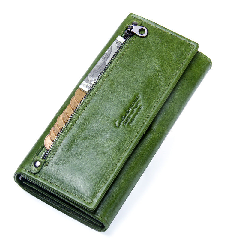 Women's Genuine Leather Long Wallet Clutch