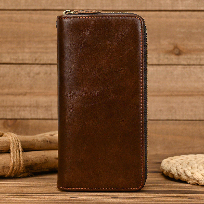 Men's Genuine Leather Long Wallet Clutch