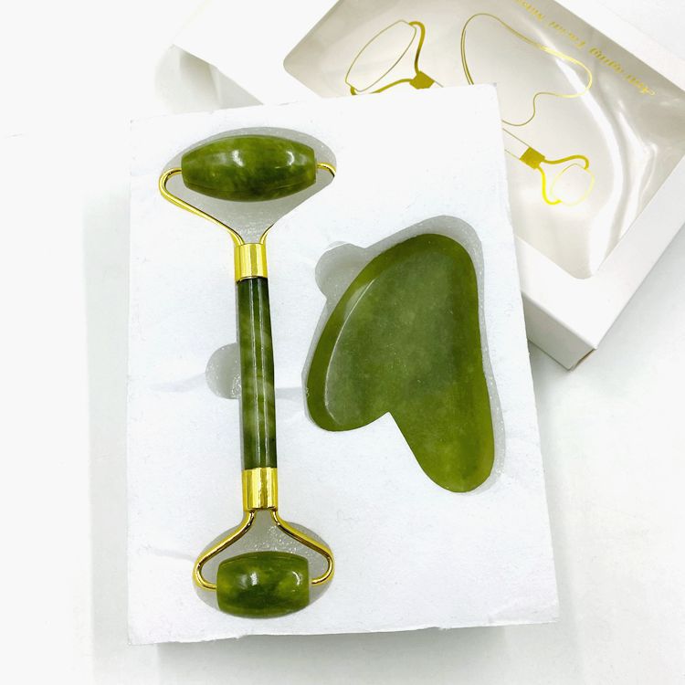 Konjac Facial Sponge, Jade Roller & Headband Set